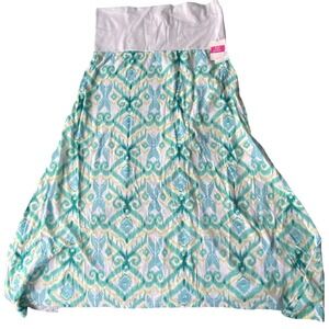 Fresh Produce Skirt converts to Dress, White & Teal Print Midi Size XL NEW!